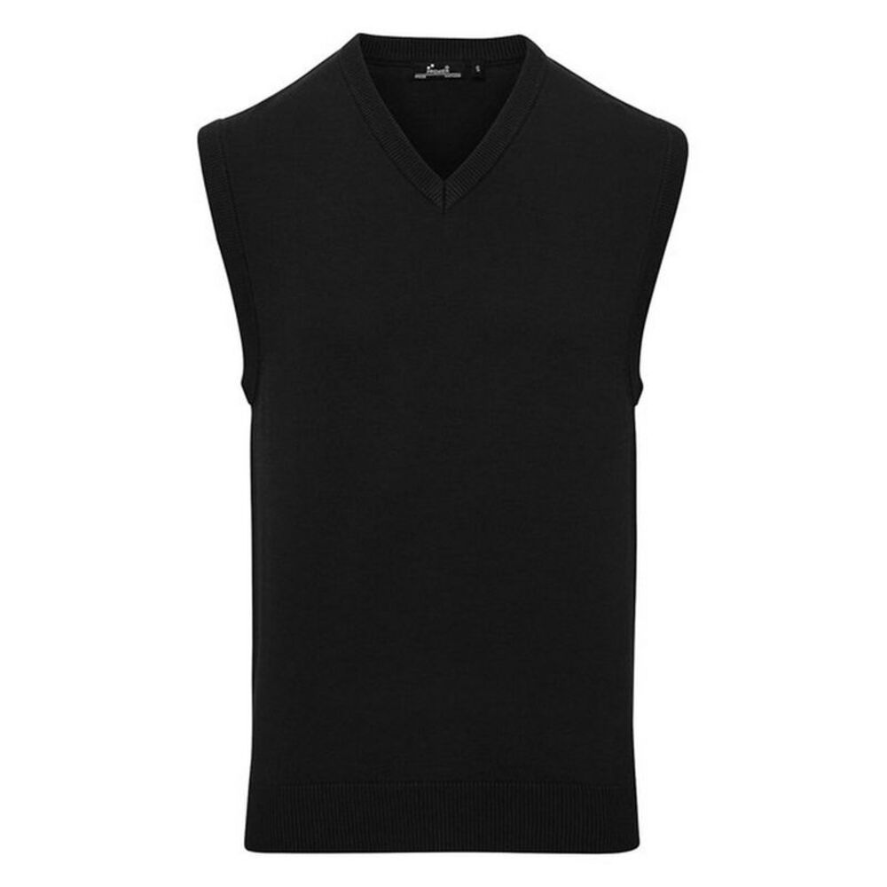 Premier Mens Knitted Sleeveless Sweater Vest / Black